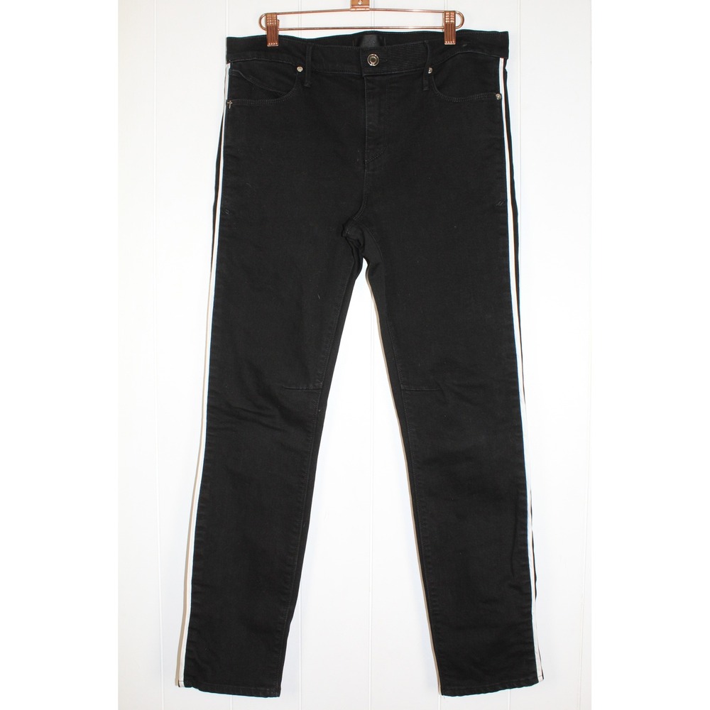 RTA Bryant Skinny Black Jeans with White Seam‎ Strip Size 33